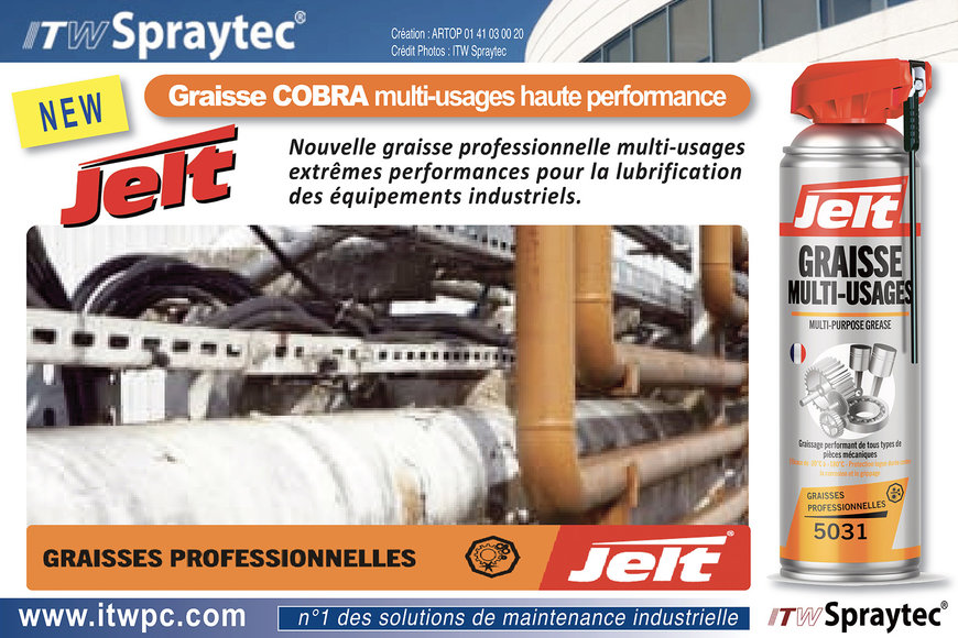 ITW Spraytec renforce son offre produit et annonce la sortie d’une nouvelle graisse multi-usages extrêmes performances pour la lubrification des équipements industriels